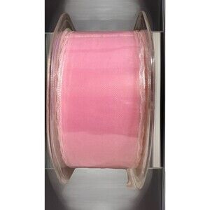 30 Yards - 1.5” Sheer Pink Ribbon With Scalloped Satin Edge